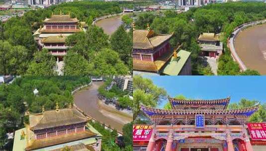 航拍手持地面赞普林卡内部松赞干布文成公主高清在线视频素材下载