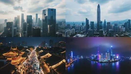 上海陆家嘴夜景航拍高清在线视频素材下载