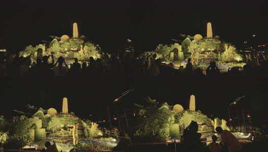 长安街抗日战争胜利80周年主题纪念花坛高清在线视频素材下载