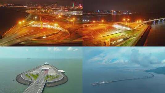 夜晚城市桥梁及周边风光高清在线视频素材下载