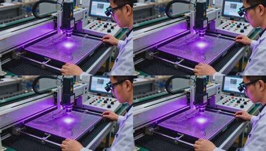 工人操作设备加工电子产品高清在线视频素材下载