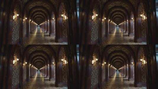 复古风格装饰的室内长廊高清在线视频素材下载