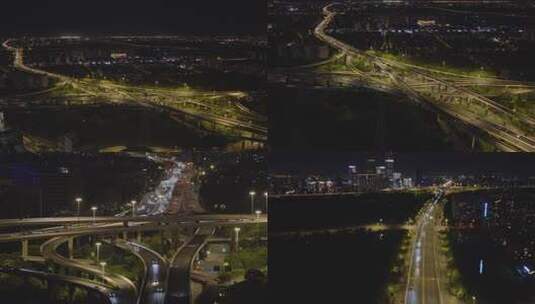 夜晚繁忙的城市交通高清在线视频素材下载