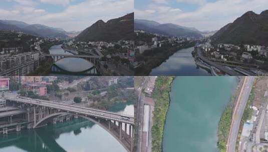 四川攀枝花市金沙江的渡口大桥至炳草岗大桥高清在线视频素材下载