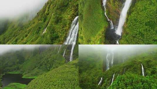 山涧瀑布航拍高清在线视频素材下载