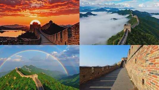 长城四季美景延时高清在线视频素材下载