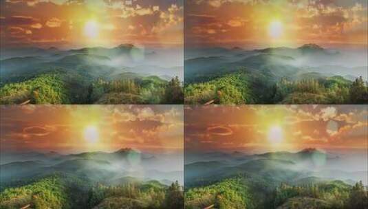 山川日出合成背景高清在线视频素材下载