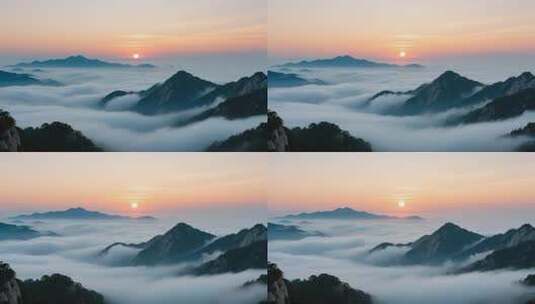 云海日出壮丽山河 云雾缭绕山峰日出高清在线视频素材下载