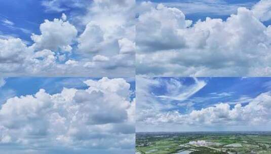 蓝天白云下的蓬松云朵云延时万里云卷云舒高清在线视频素材下载