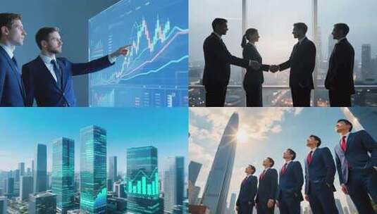 4k科技商务企业智慧数字办公团队合作成功高清在线视频素材下载