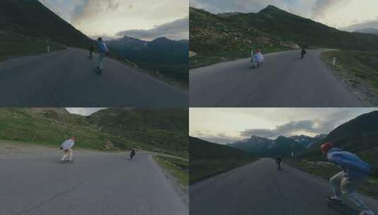 长板速降运动FPV航拍高清在线视频素材下载