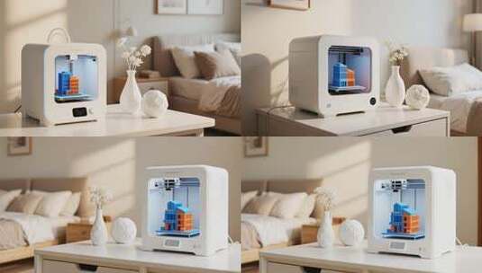 卧室桌上家用3D打印机素材高清在线视频素材下载