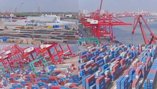 上海集装箱码头公司军工路码头高清在线视频素材下载