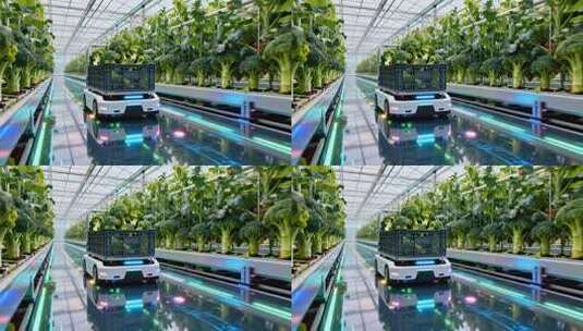 温室大棚内的智能运输机器人高清在线视频素材下载
