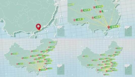 深圳辐射全国地图高清AE视频素材下载
