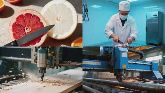 工厂木工机械切割木材高清在线视频素材下载