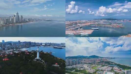 航拍烟台海岸线风景高清在线视频素材下载