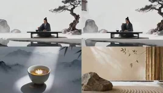 新中式意境山水古风禅意时光高清在线视频素材下载