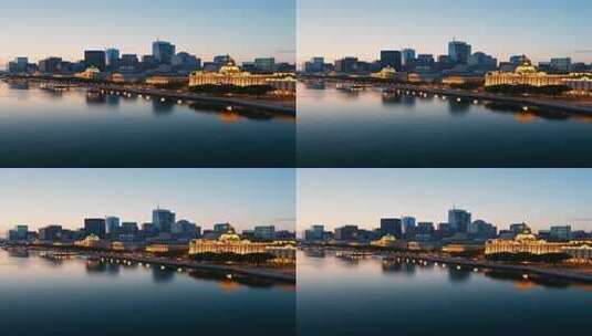 上海黄浦江畔城市建筑景观高清在线视频素材下载