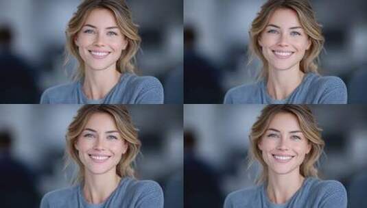 自信微笑金发女郎展现迷人魅力高清在线视频素材下载