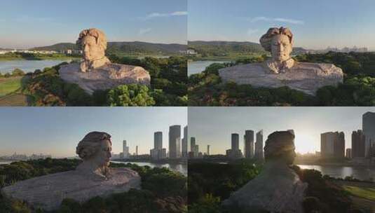 长沙橘子洲景区橘子洲大气航拍高清在线视频素材下载