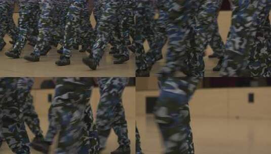 军人迷彩服行军画面高清在线视频素材下载