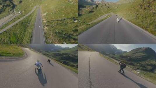 长板速降运动FPV航拍高清在线视频素材下载