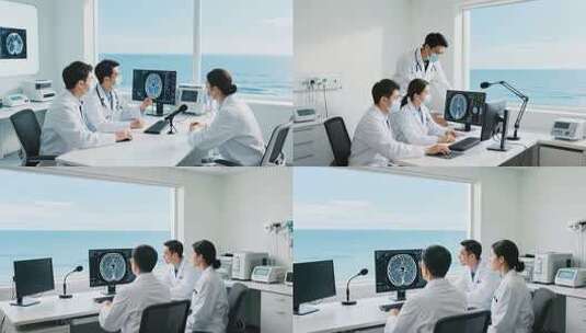 医生办公室探讨医学影像素材高清在线视频素材下载