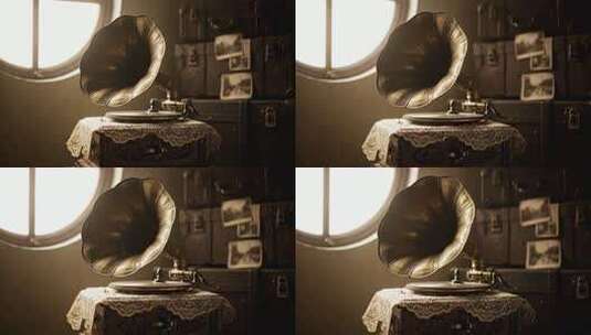 复古唱片机特写高清在线视频素材下载