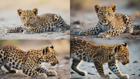 趴着的小豹子野生动物素材高清在线视频素材下载