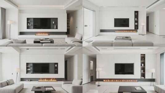 现代简约风格客厅室内场景高清在线视频素材下载