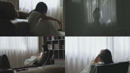 独处女生压抑难受哭泣高清在线视频素材下载