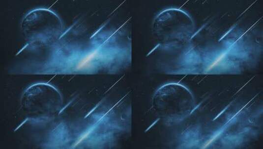 宇宙星空地球流星背景视频高清AE视频素材下载