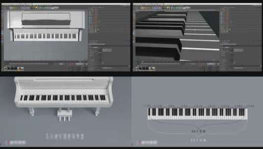 三维钢琴模型C4D高清AE视频素材下载