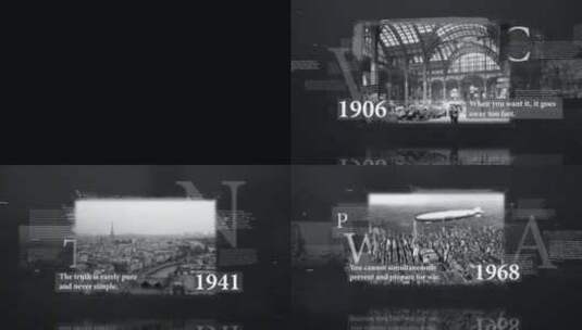 黑白怀旧风格的历史时间线高清AE视频素材下载