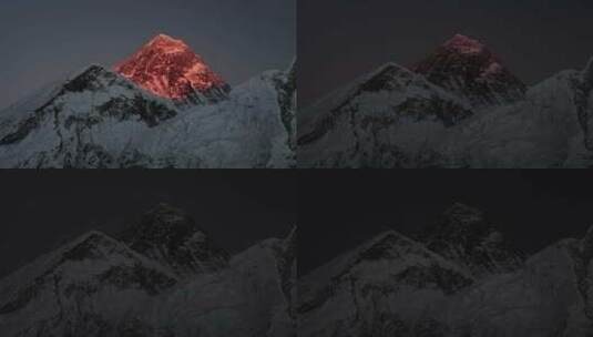 日落时珠穆朗玛峰的延时摄影高清在线视频素材下载