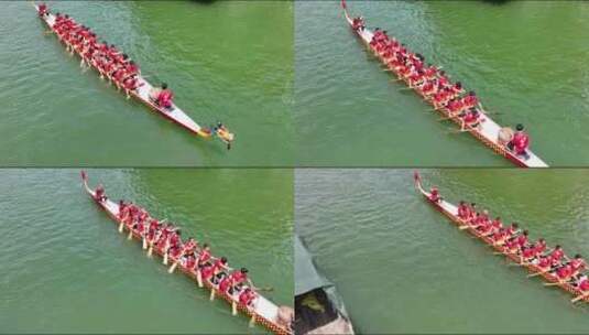 中国人在河里划龙舟高清在线视频素材下载