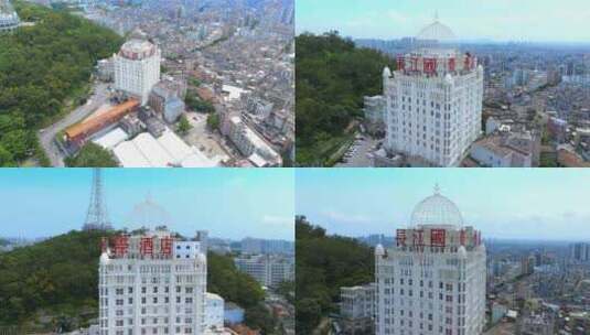 阳江市老城区长江国际酒店和电视塔02高清在线视频素材下载