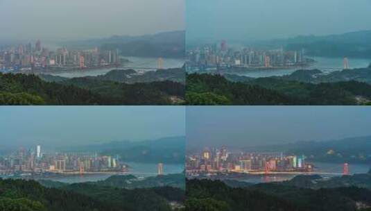 宜昌城市长江景观日转夜延时视频高清在线视频素材下载