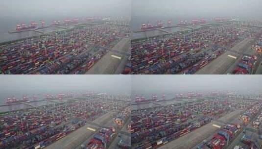 航拍中国港口海运集装箱高清在线视频素材下载
