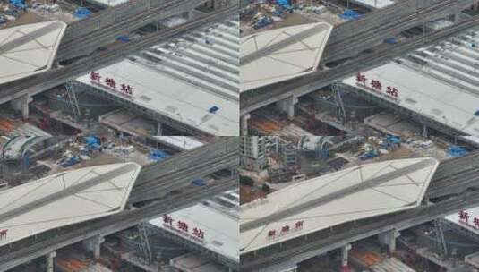 中国广东省广州市新塘站商业大楼高清在线视频素材下载