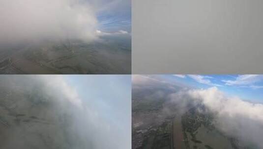 穿越机航拍清晨白云端穿云白色棉花云层高清在线视频素材下载