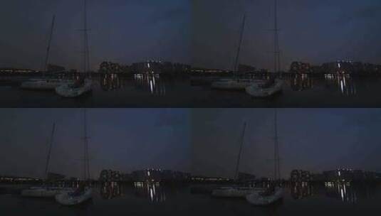 成都锦城湖湖边皮划艇黄昏晚霞闪电高清在线视频素材下载