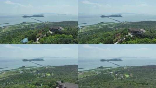 苏州吴中区太湖渔洋山风景区渔洋阁航拍高清在线视频素材下载