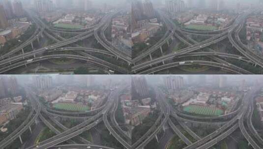 城市错综复杂高架路立交桥交通航拍高清在线视频素材下载
