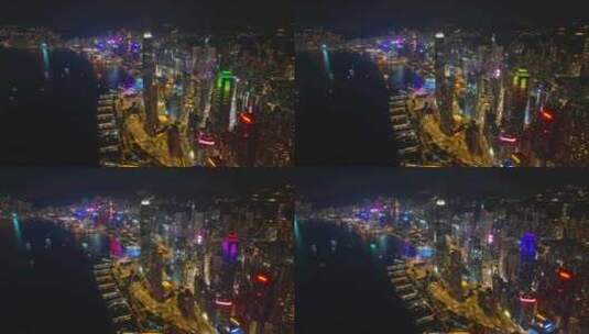 环绕香港CBD城市建筑夜景航拍4K30P高清在线视频素材下载