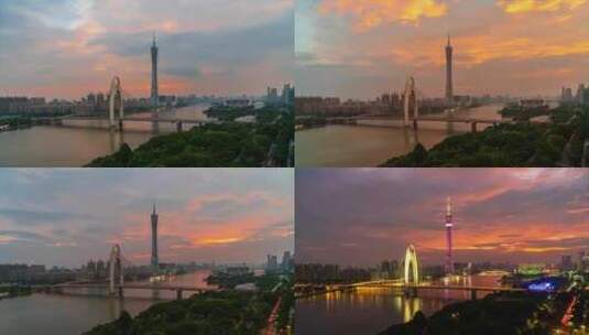 8K实拍广州珠江新城晚霞高清在线视频素材下载
