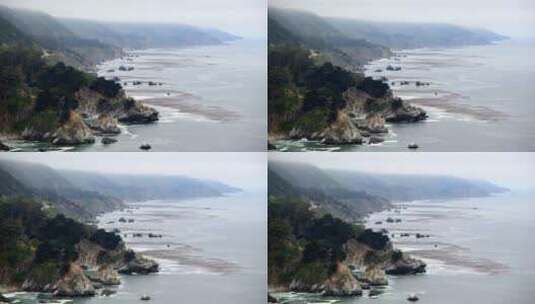 雾中的北加州海岸海滩高清在线视频素材下载