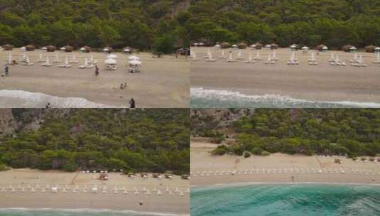 土耳其奥卢代尼兹海滩基德拉克天堂海滩上空的快速无人机飞行高清在线视频素材下载