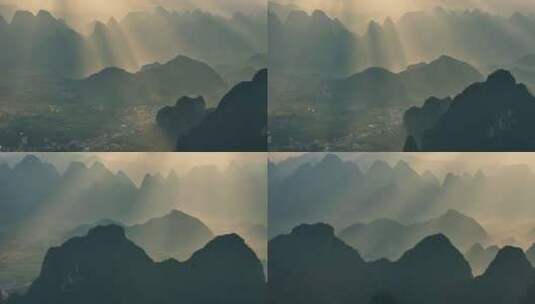 航拍十月的桂林阳朔山水如画高清在线视频素材下载